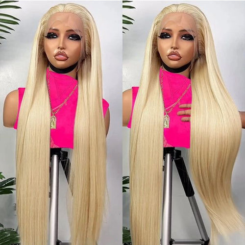 Fiumer Blonde Wig Human Hair 13x6 613 Lace Front Wig Human Hair Straight HD Transparent Lace Frontal Wigs Human Hair Pre Plucked with Baby Hair 180% Density Blond Wig 20-34inch
