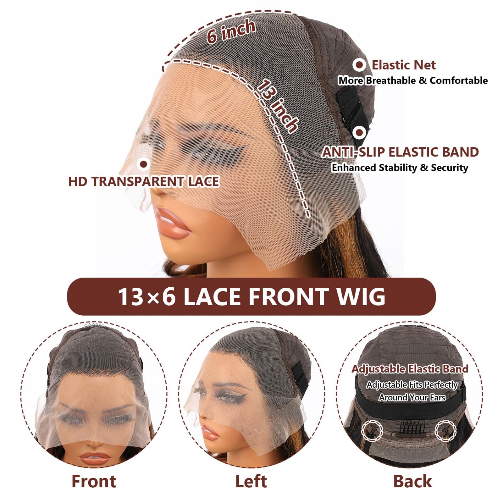 Fiumer Ombre Lace Front Wig Human Hair 1B/30 Highlight Straight Wigs 13X6 Transparent Lace Frontal Glueless Wigs Honey Blonde Colored Human Hair Pre Plucked for Women 20-34inch