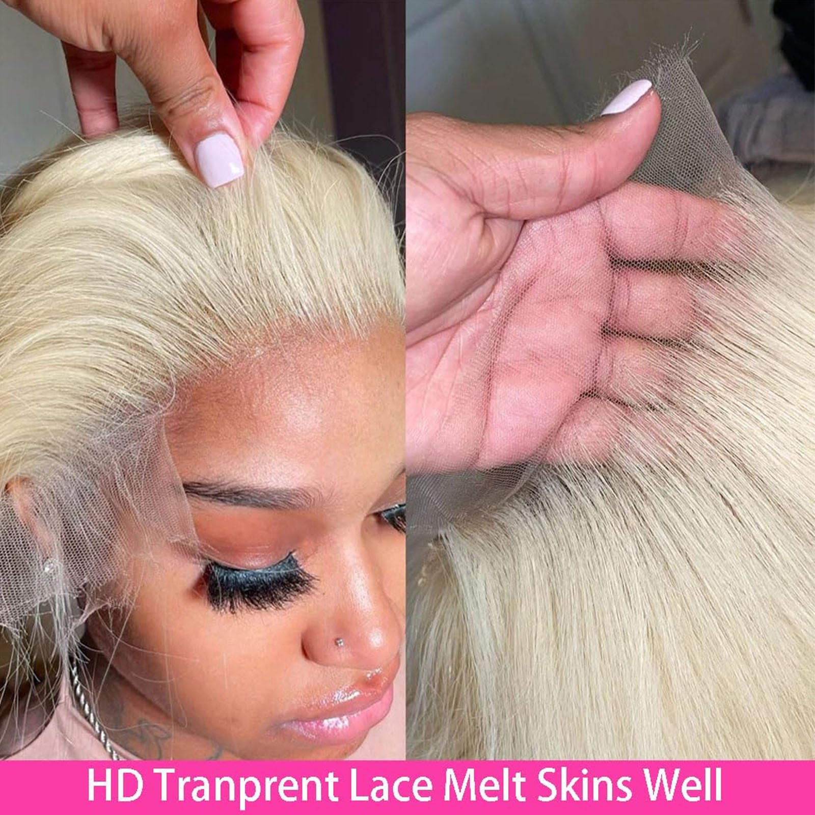 Fiumer Blonde Wig Human Hair 13x6 613 Lace Front Wig Human Hair Straight HD Transparent Lace Frontal Wigs Human Hair Pre Plucked with Baby Hair 180% Density Blond Wig 20-34inch