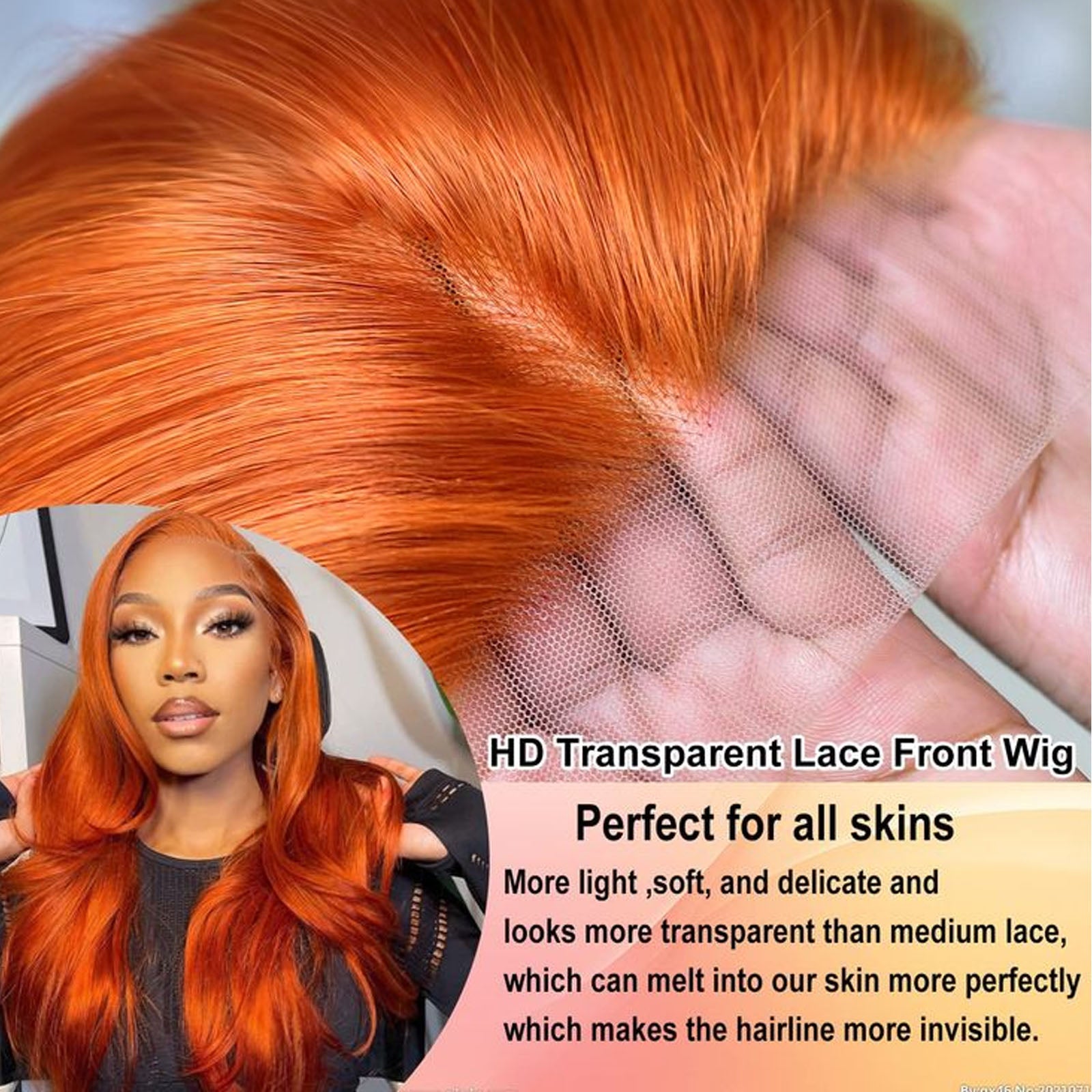 Fiumer Ginger Wig Human Hair 13x4 Straight Ginger Orange Lace Front Wigs Human Hair HD Transparent Lace Frontal 350 Colored Wig Pre Plucked 180% Density 20-28inch