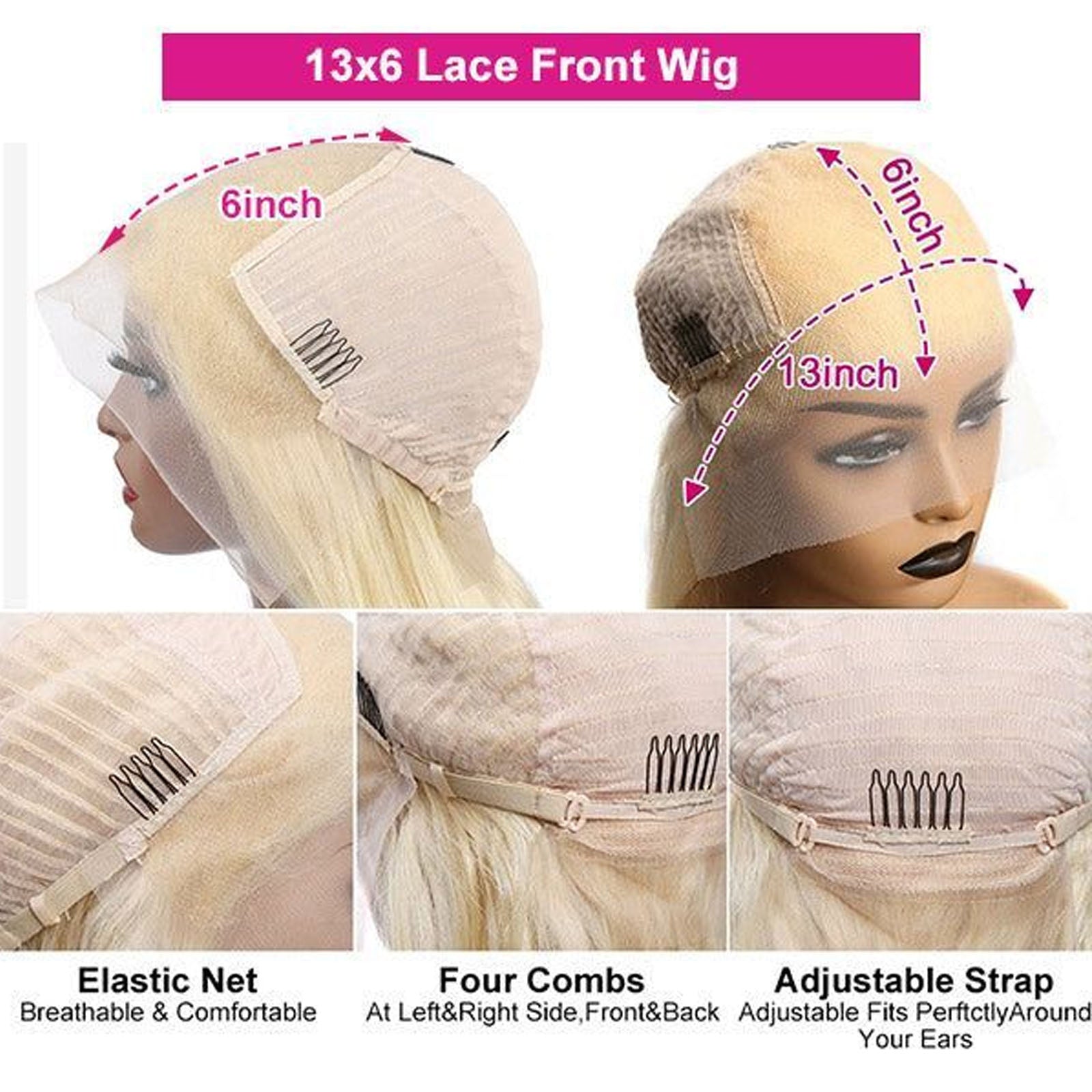 Fiumer Blonde Wig Human Hair 13x6 613 Lace Front Wig Human Hair Straight HD Transparent Lace Frontal Wigs Human Hair Pre Plucked with Baby Hair 180% Density Blond Wig 20-34inch
