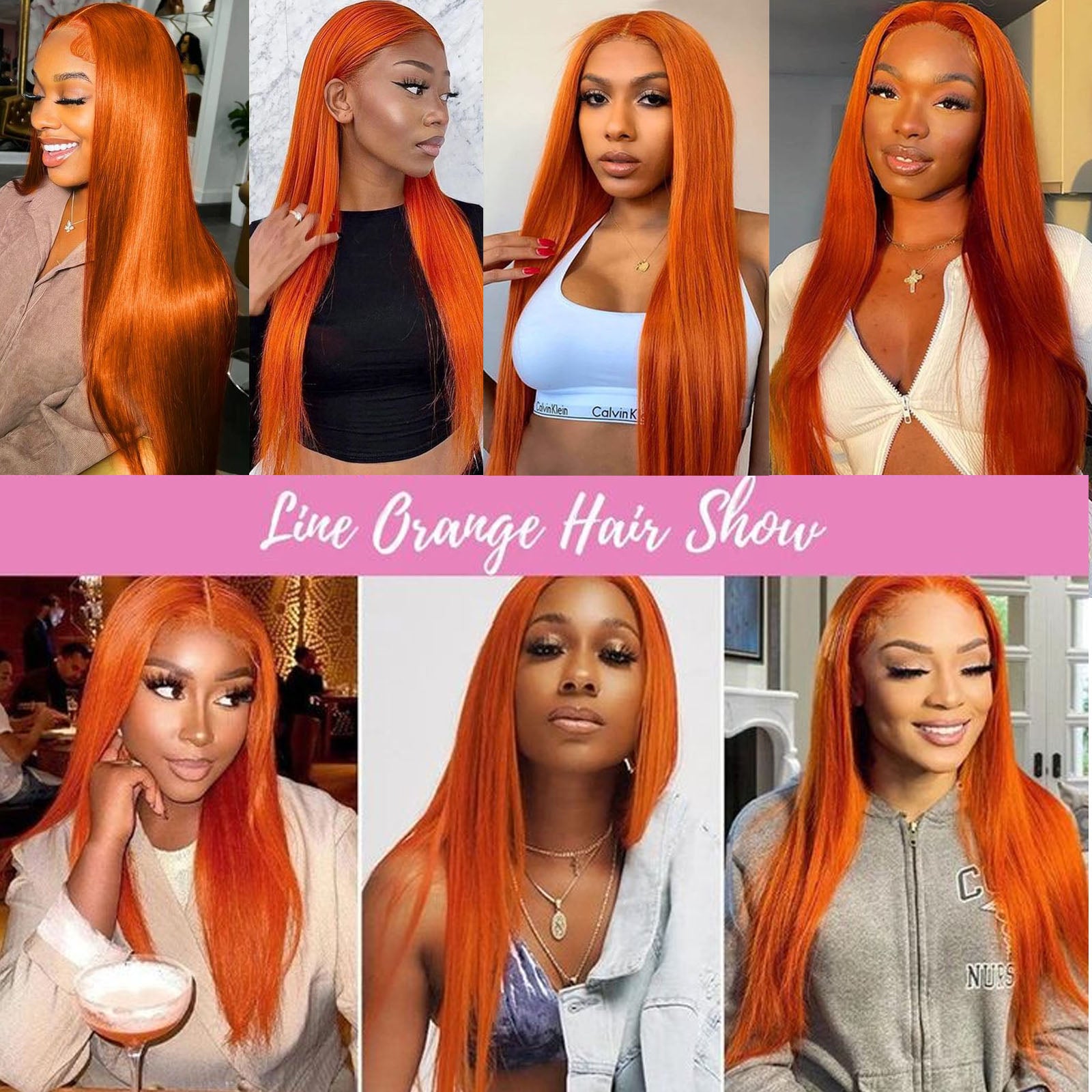 Fiumer Ginger Wig Human Hair 13x4 Straight Ginger Orange Lace Front Wigs Human Hair HD Transparent Lace Frontal 350 Colored Wig Pre Plucked 180% Density 20-28inch