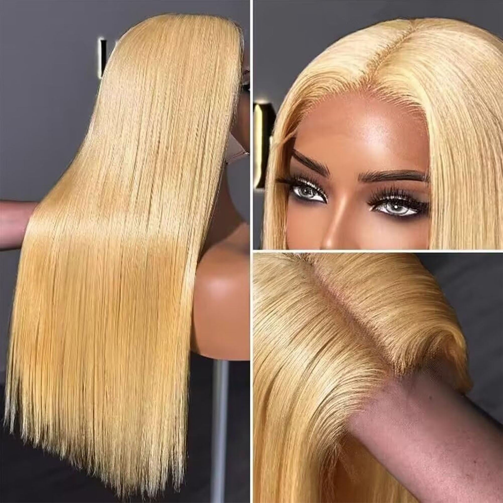 Fiumer Honey Blonde Wig Human Hair 13x6 HD Transparent Lace Front Wig Human Hair Pre Plucked With Baby Hair Straight Blonde Wig Human Hair 180% Density 27# Colored Human Hair Wig 20-34inch