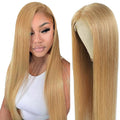 Fiumer Honey Blonde Wig Human Hair 13x6 HD Transparent Lace Front Wig Human Hair Pre Plucked With Baby Hair Straight Blonde Wig Human Hair 180% Density 27# Colored Human Hair Wig 20-34inch